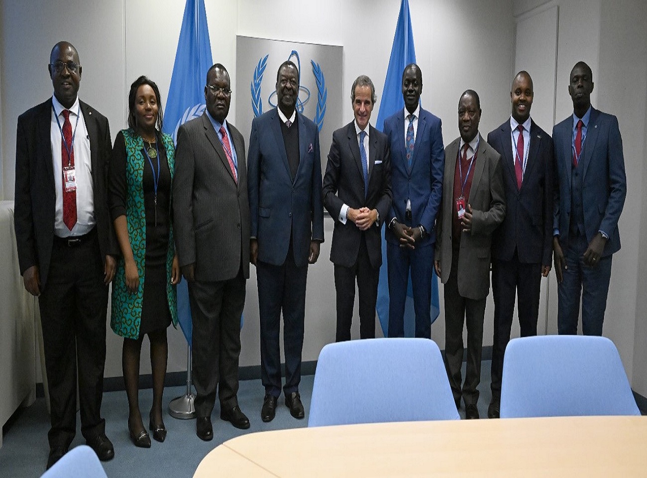 Kenya delegation led by Hon. (Dr.) Musalia Mudavadi pose for a photo with Rafael Mariano Grossi, IAEA Director General during the IAEA 68th General Conference.