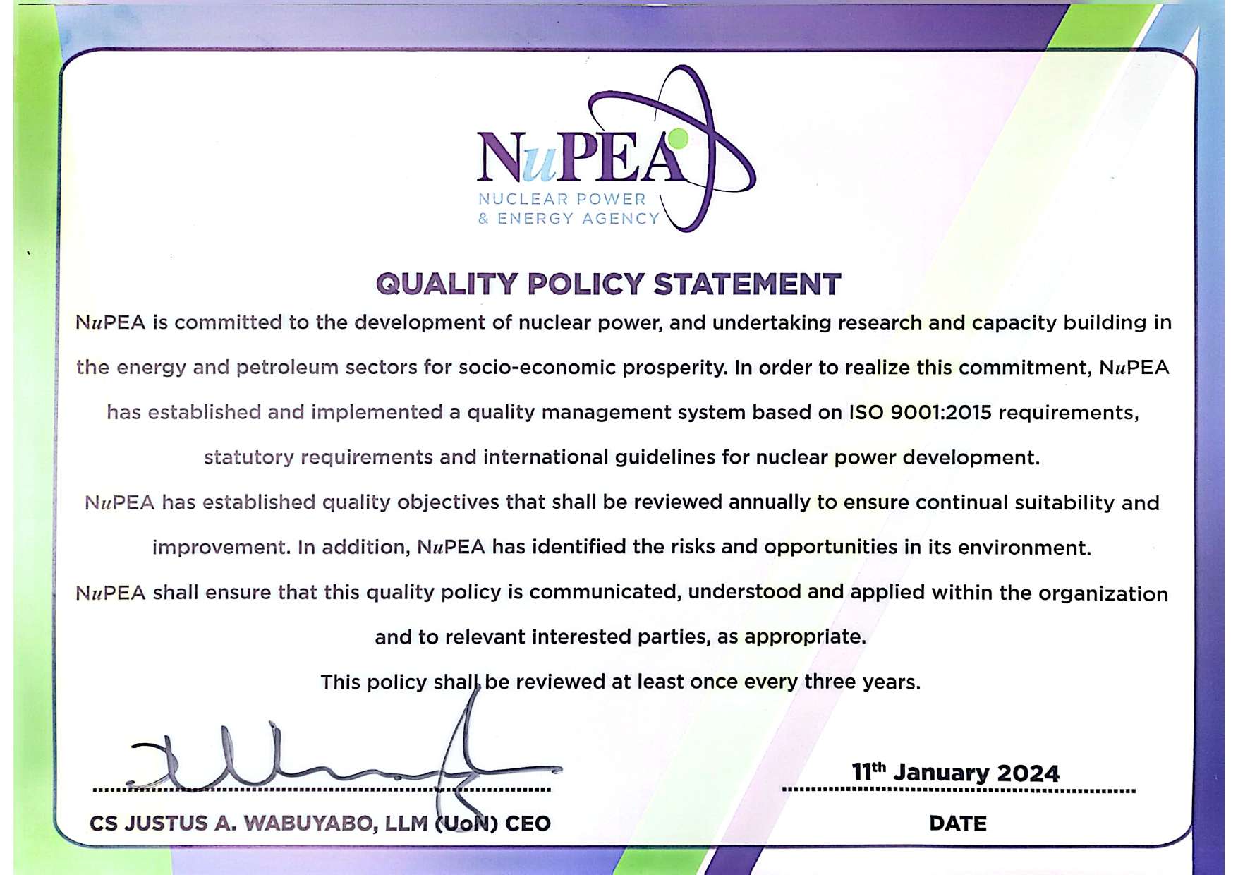 quality policy statement