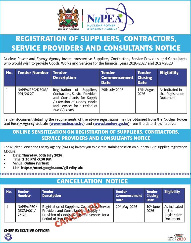 notice for registration of suppliers